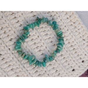 Amazonite Chip Bracelet 7” Natural Green Gemstone Stretch Boho Healing